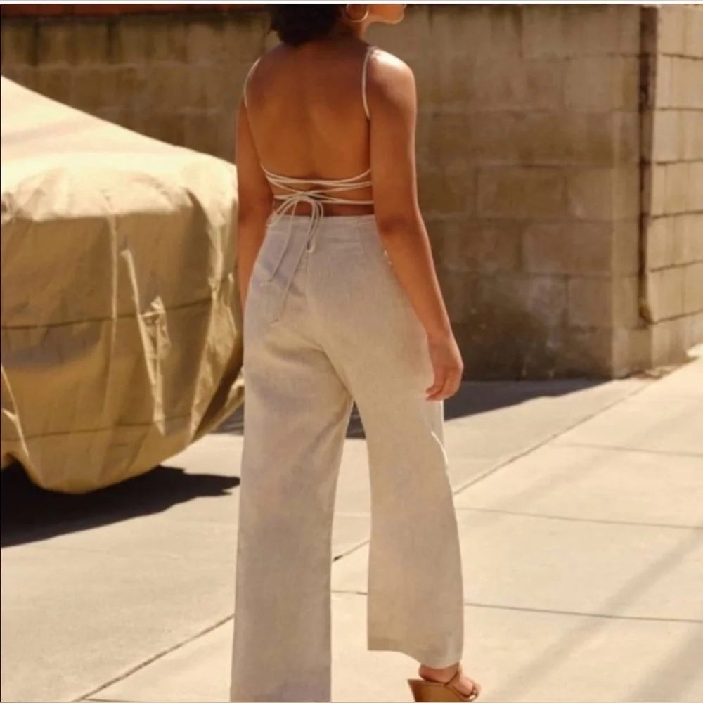 Reformation Huntington Jumpsuit in Oatmeal size 6 NWT